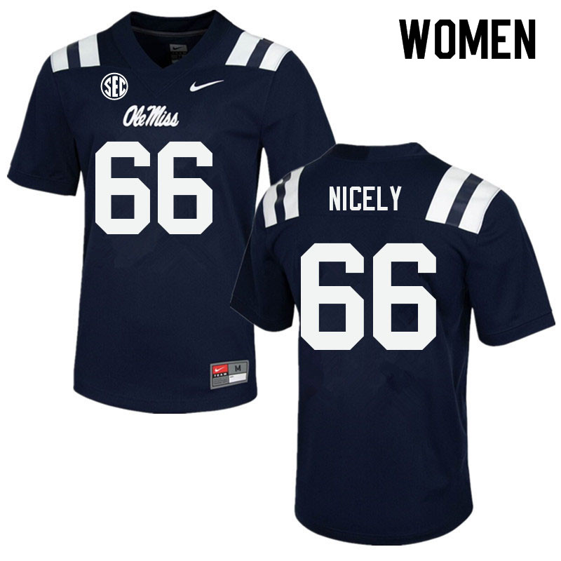 Cedrick Nicely Ole Miss Rebels NCAA Women's Navy #66 Stitched Limited College Football Jersey XIS5058NK